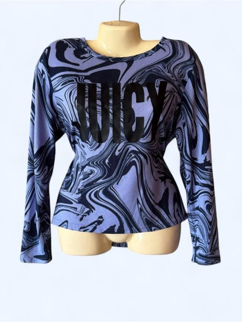 Juicy Couture Black & Purple Swirl Long Sleeve Tee